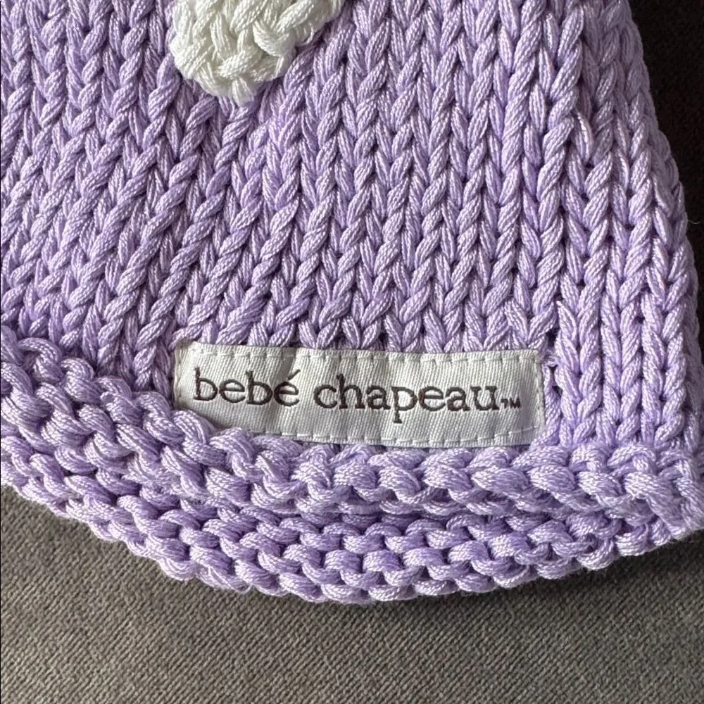 Bebe Chapeau Baby Girls Lilac Hat Daisy on Top 100% Cotton 0-6 months NEW